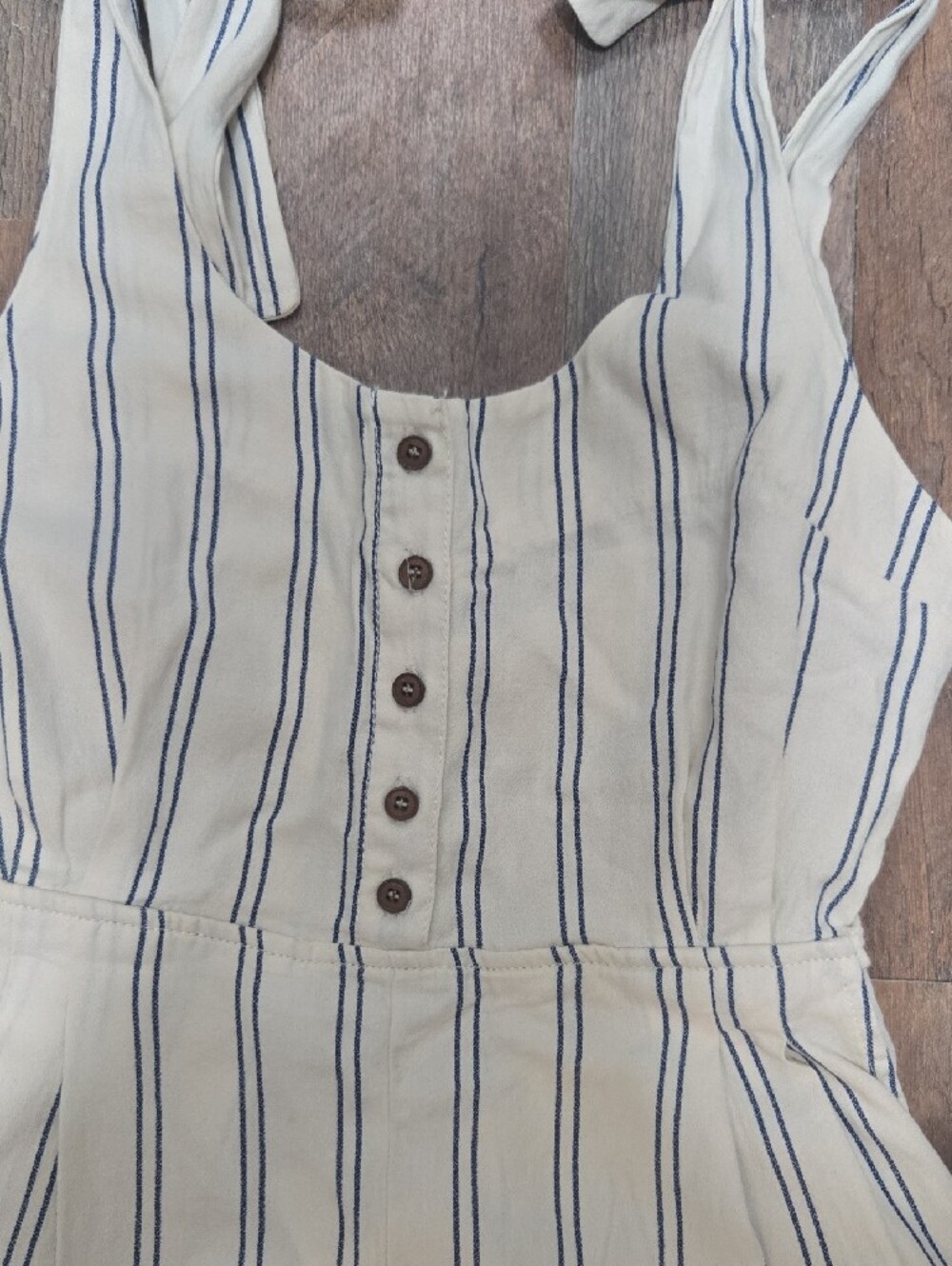 Free People Cream Jumpsuit with Navy Stripes - Picture 2 of 5